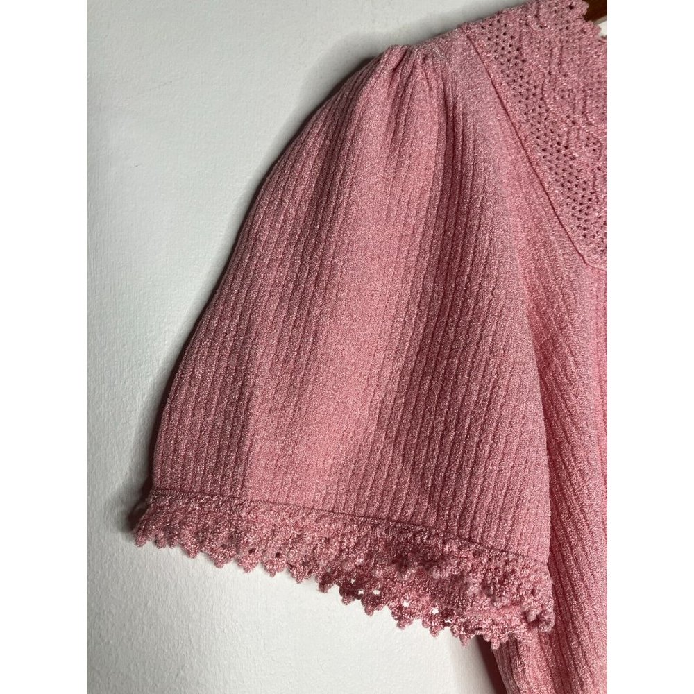 Vintage 70's Women's Medium Small Keneth Knits Pink Top Shirt - Picture 2 of 9